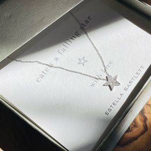 Estella Bartlett 14kt White Gold Diamond Star Pave 16in Necklace Pendant